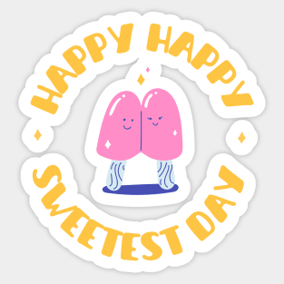 Happy sweetest day cute couple of pink ice cream Sticker